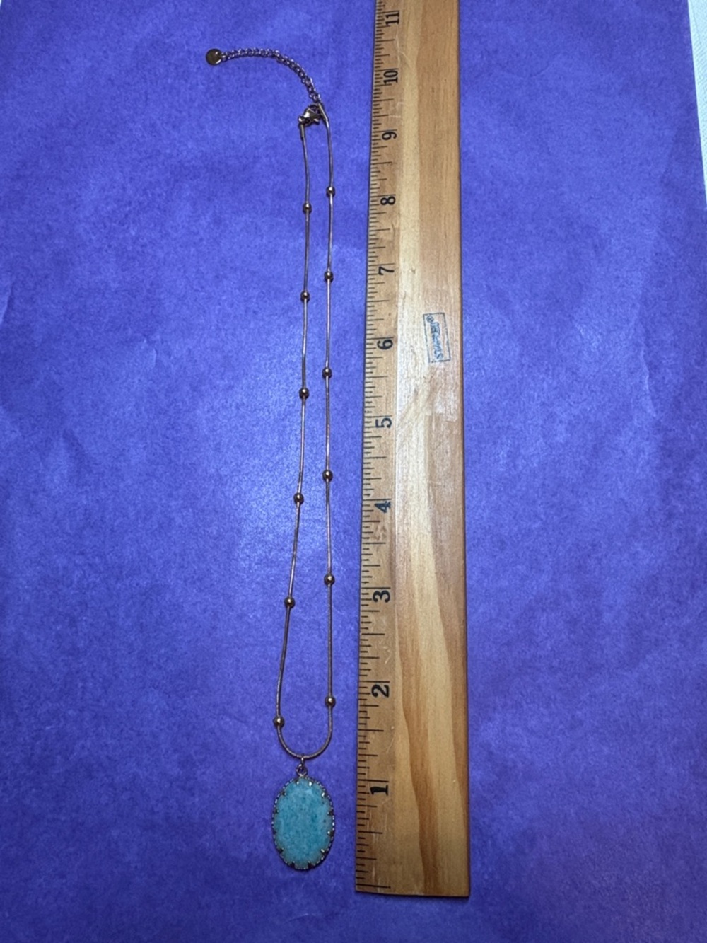 Gold Beaded Chain Necklace with Aqua Druzy Pendant